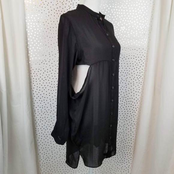 UO Silence & Noise Sheer Button Up Cut-Out Dress - Picture 3 of 8